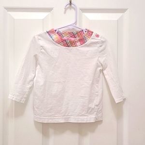 Lily Pulitzer longsleeves white Top with a multi- colored neck area for …